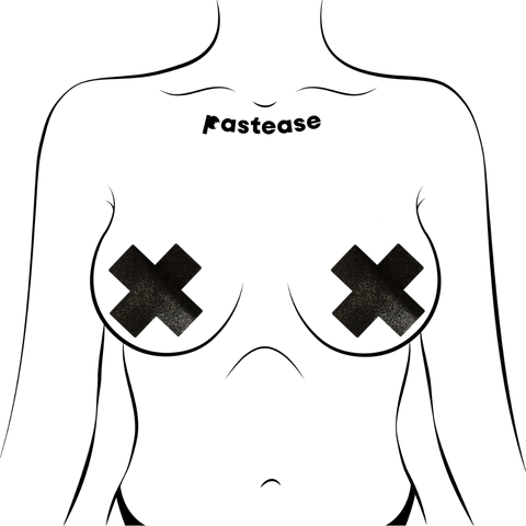 Plus X: Liquid Black Cross Nipple Pasties