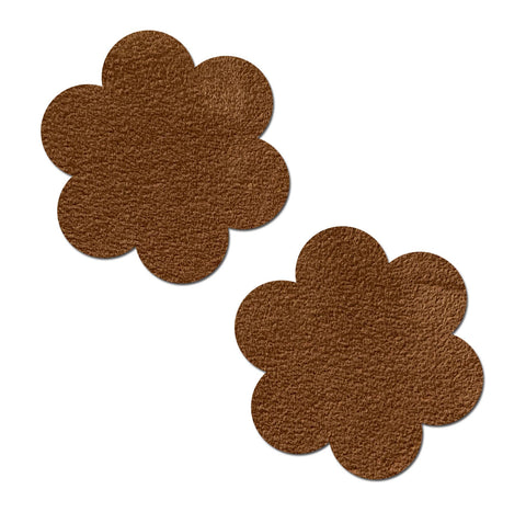 Cocoa Dark Brown Vegan Suede Flower Reusable Pasties