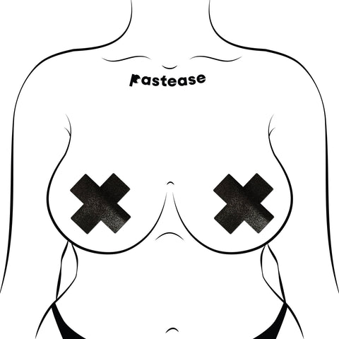 Plus X: Liquid Black Cross Nipple Pasties