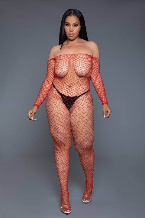 2359 Catch Me Bodystocking Off Shoulder Catsuit