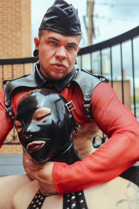leather, leather daddy, leatherman, gay, lgbtq, queer, folsom, fetish, kink, bondage, bdsm, leather gear, gauntlets, arm bands, suspenders, leather pants