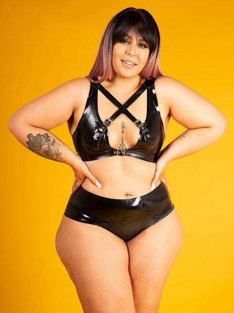 Latex Mini French Knickers in Black | Honour Latex