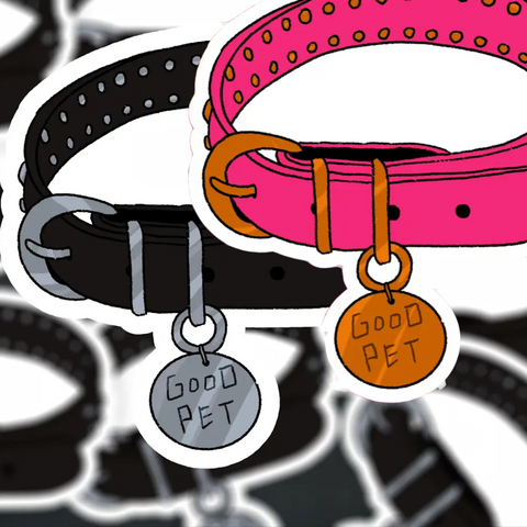 Pet Play Collar - Vinyl Stickers (Black or Pink)