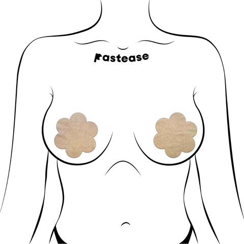 Creme Suede Flower Reusable Nipple Pasties