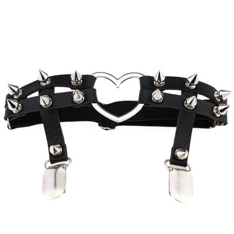 Studded Heart Garter- Black