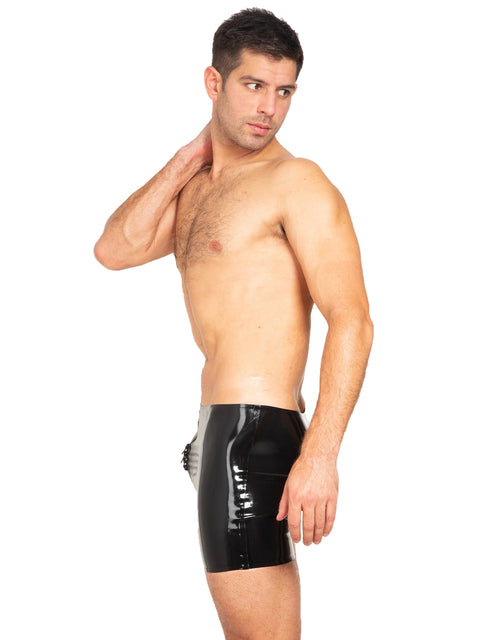 Latex Boxer Shorts With Thru Zip | Honour Latex