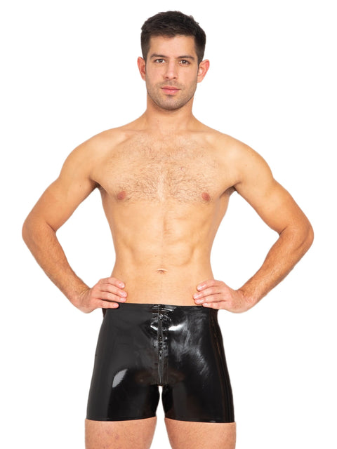 Latex Boxer Shorts With Thru Zip | Honour Latex