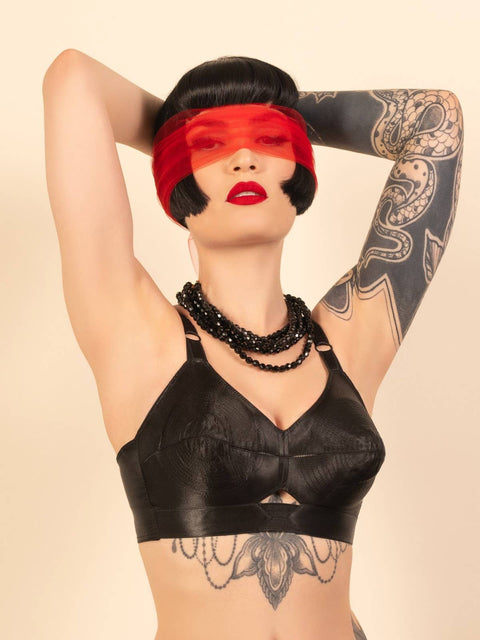 Maitresse Black Satin Bullet Bra | What Katie Did
