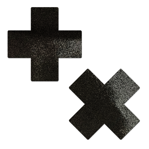 Plus X: Liquid Black Cross Nipple Pasties