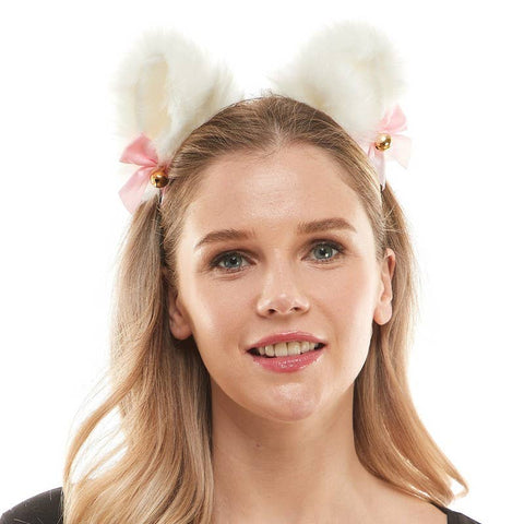 White Furry Ears Headband