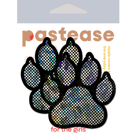 Paw Print Shattered Glass Disco Ball Silver Nipple Pasties