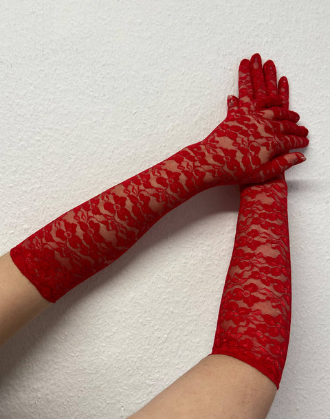 Lace Pattern Opera Gloves