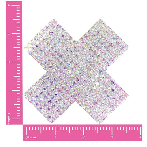 Super Bling Iridescent Crystal X Pasties | Neva Nude