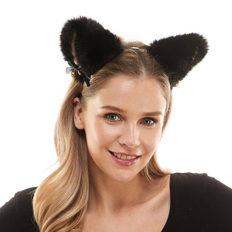 Black Furry Ears Headband
