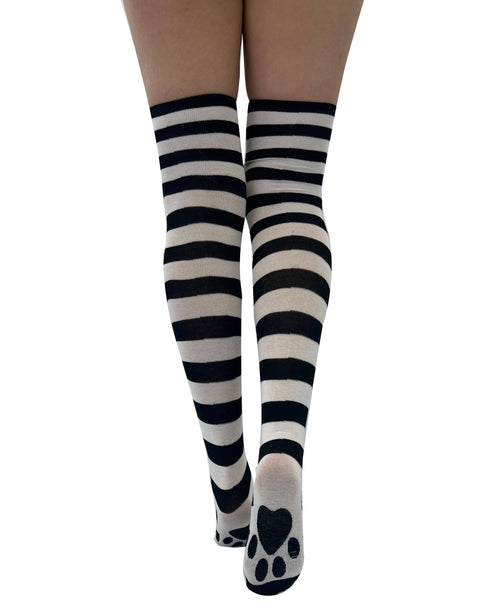 Striped Socks with Paw Print