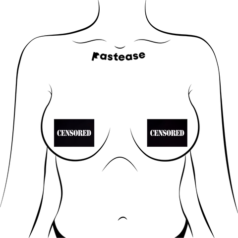 Black Censored Bars Nipple Pasties