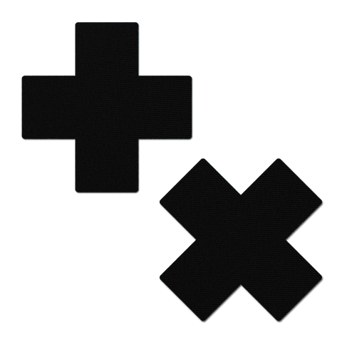 Plus X: Matte Black Cross Nipple Pasties by Pastease®