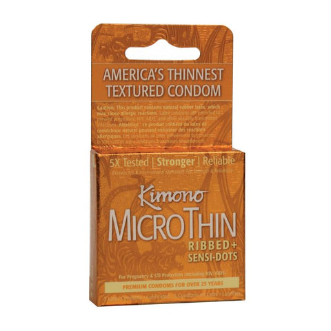 Textured Ribbed+Sensi Dots Condoms - Box of 3 | Kimono