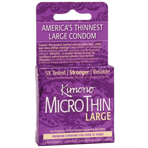 Micro Thin Large Condoms - Box of 3 | Kimono