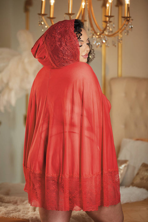 Lace and Mesh Cape with Attached Waist Belt