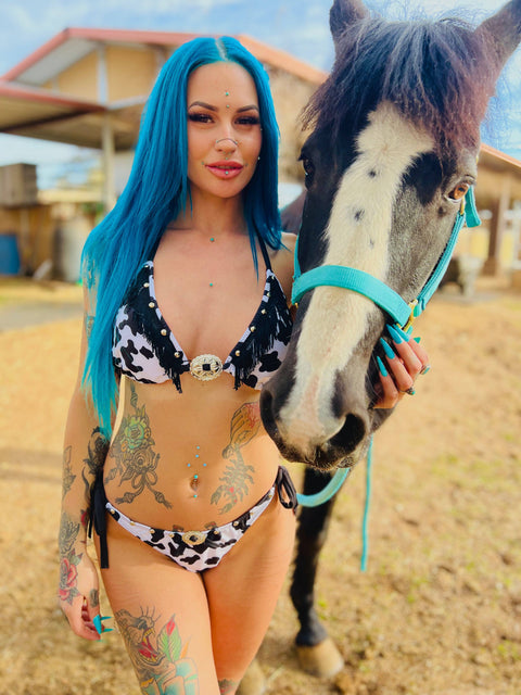 Cowgirl Fringe Studded String Bikini