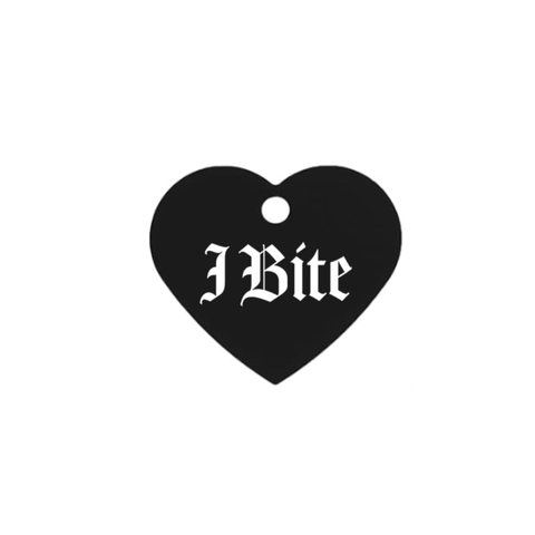 Fetish Pet Collar Tags, I Bite Heart