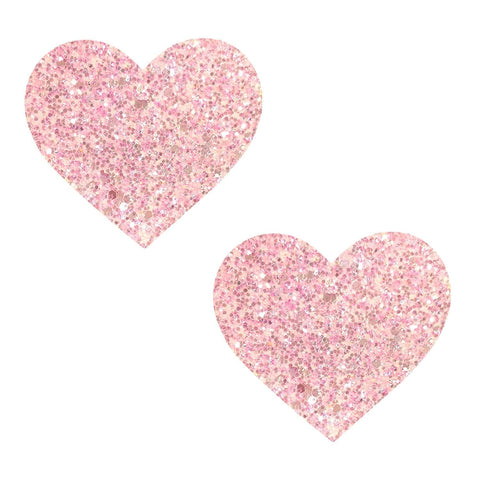 Powder Puff Pastel Pink Glitter Heart Pasties | Neva Nude