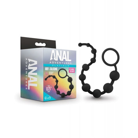 Anal Adventures Platinum Silicone 10 Anal Beads - Black