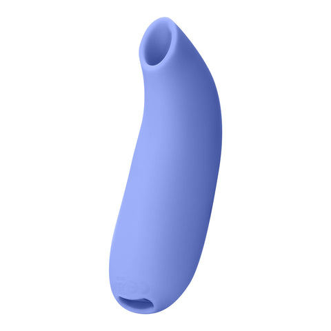 Blue silicone air pulsation toy on a white background