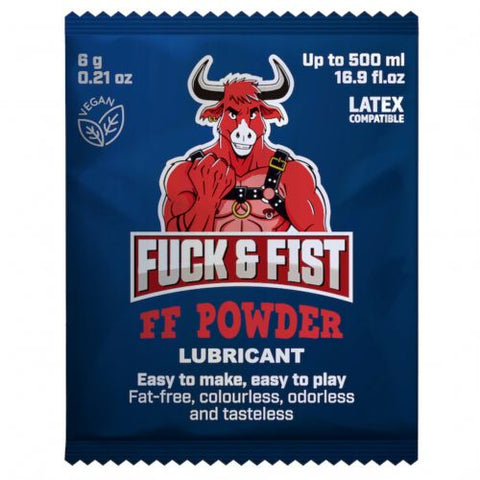 Lubricant packaging with a red bull graphic and text on a blue background