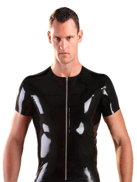 Front Zip Latex T-Shirt