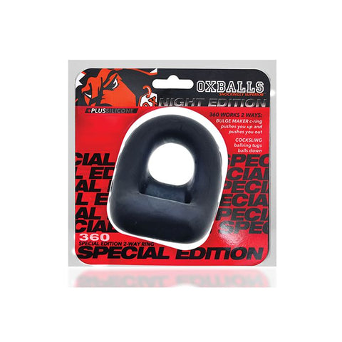 Black silicone ring on a red and black packaging with 'OXBALLS' branding.