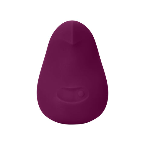 Purple silicone massager on a white background