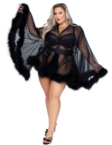 Hollywood Glam Luxury Mini Robe - Black