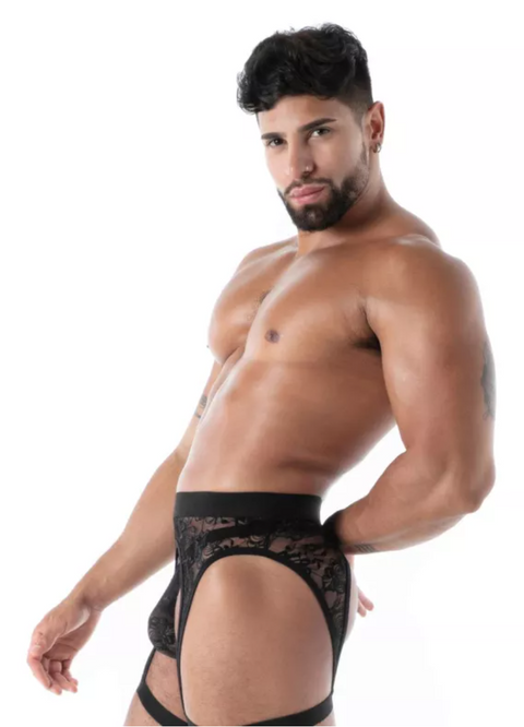 Fluid Lace Garter Strap Black | TOF
