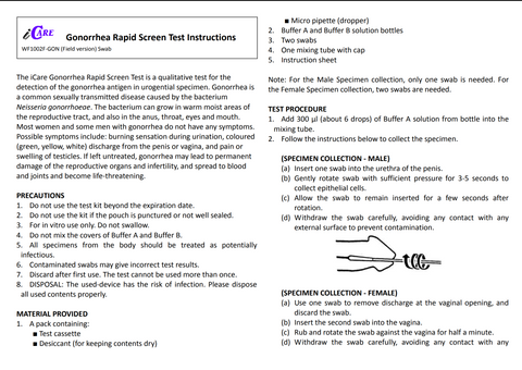 Rapid Gonorrhea Test Kit | iCare