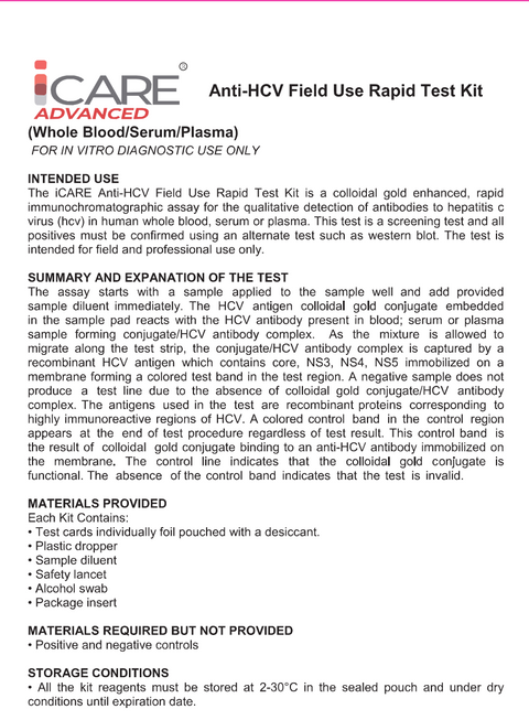 Rapid Hepatitis C Test Kit (HCV) | iCare