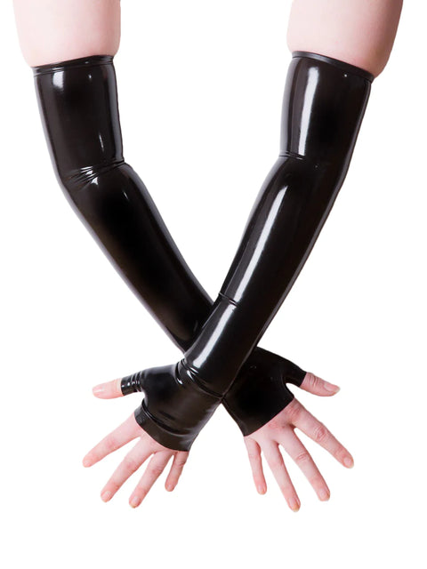 Seamless Fingerless Latex Gloves in Black