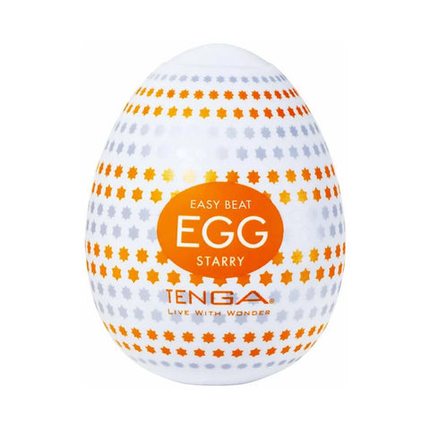 Tenga Egg Starry packaging with star pattern and Tenga branding on a white background
