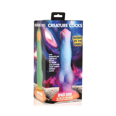 Space Cock Silicone Alien Dildo - Glow in the Dark