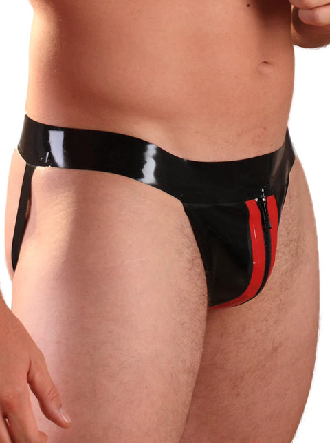 Zip & Striped Latex Jock