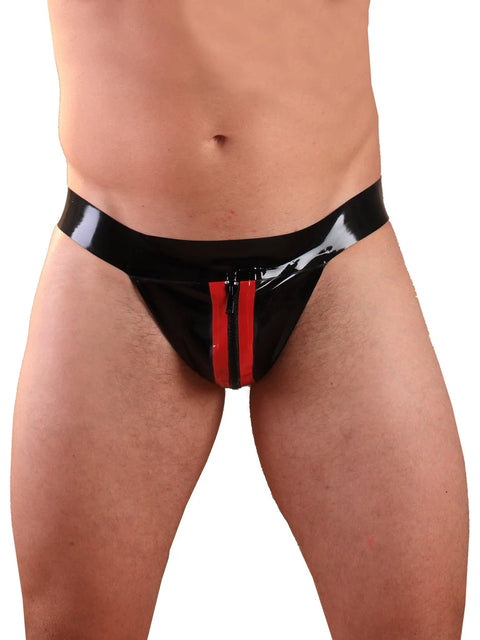Zip & Striped Latex Jock