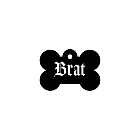 Gothic BDSM Fetish Pet Collar Tags, Brat Bone