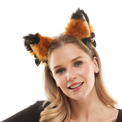Orange and Black Furry Ear Headband