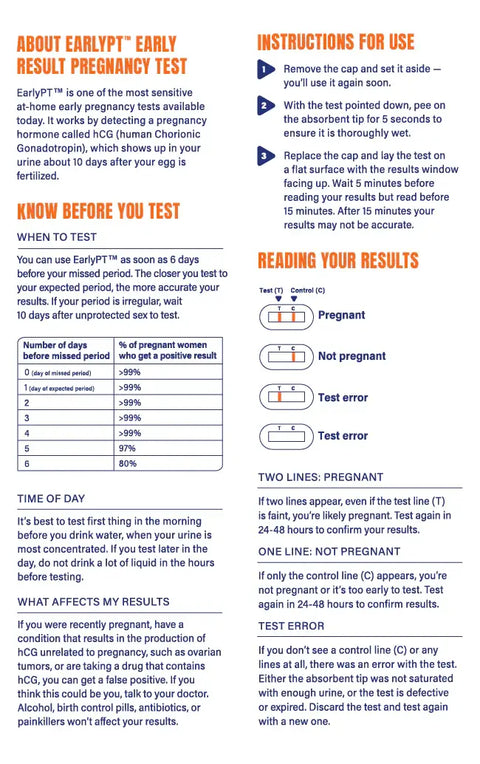 EarlyPT Early Results Pregnancy Test