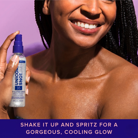 SPF 35 Glitter Spritz | Sunscreen Spray | Platinum