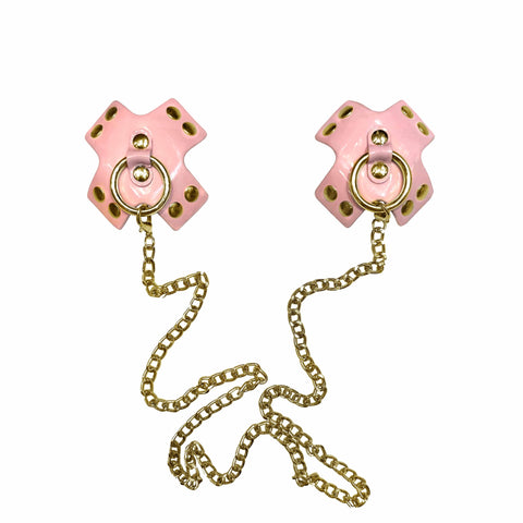 Pink Leather Chain Pasties | Neva Nude