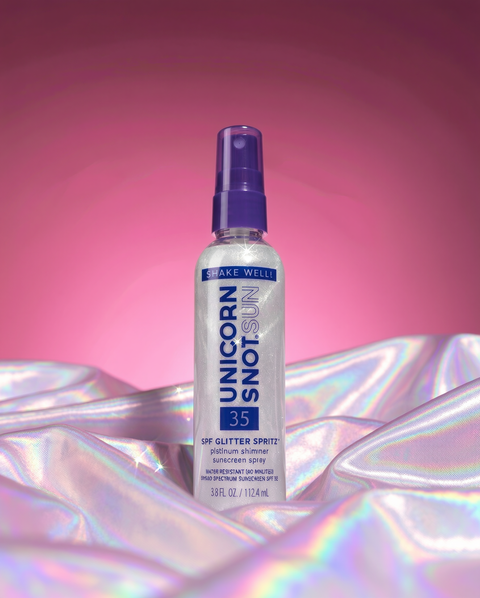 SPF 35 Glitter Spritz | Sunscreen Spray | Platinum