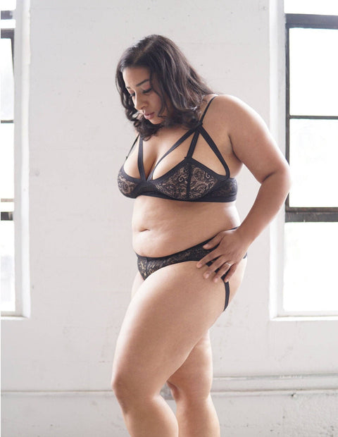 Triangle Cut Out Bralette - Black Lace | Cantiq