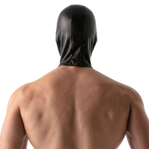 LEATHER OPEN MOUTH HOOD BLACK | TOF